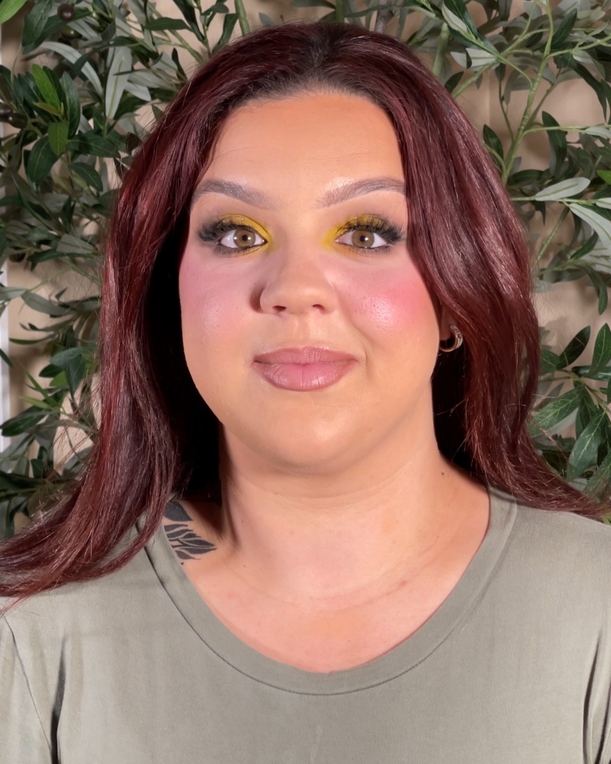 Bold editorial makeup with vivid color, Bay Area